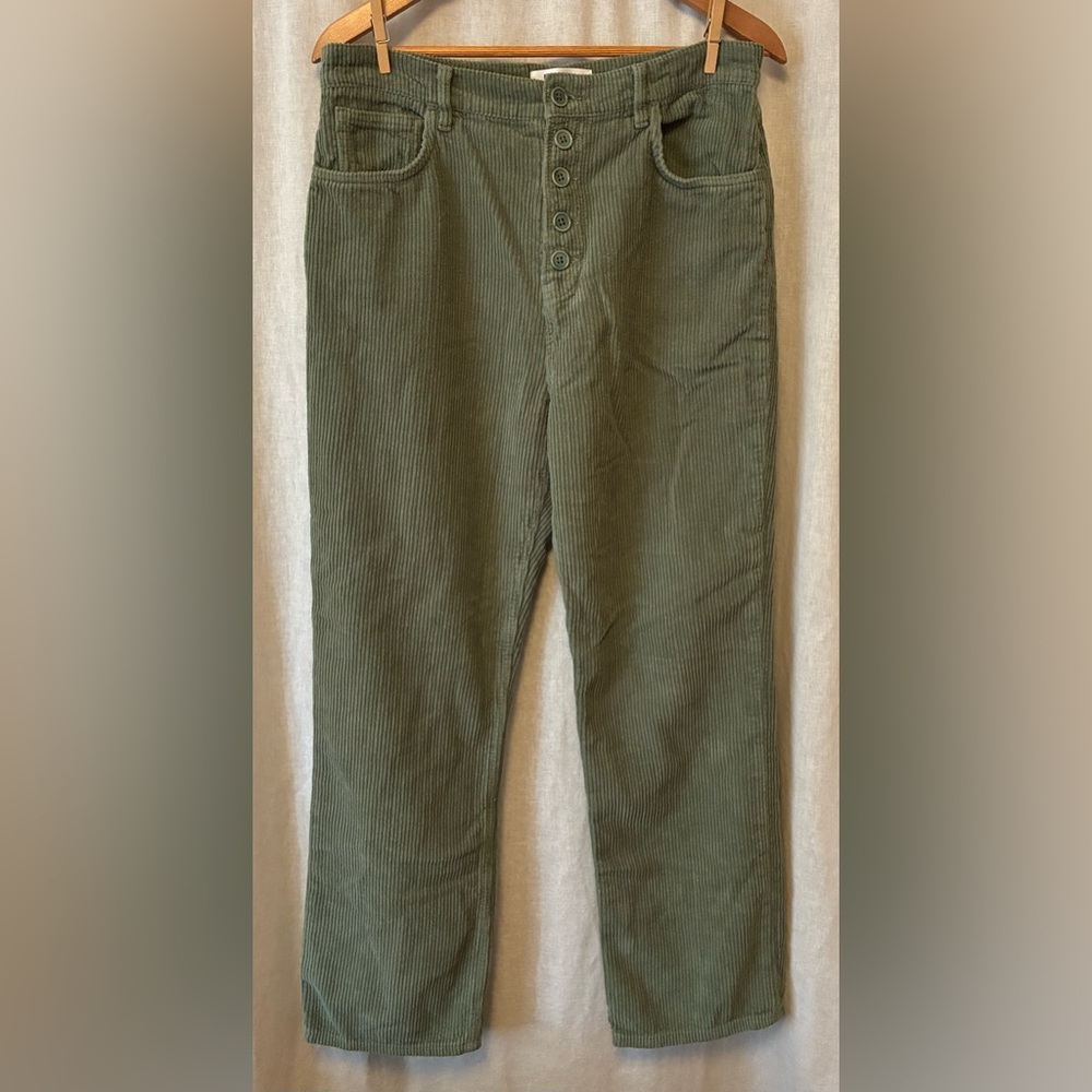 Reformation Cynthia Button Fly High Rise 100% Cotton Wide Wale Corduroy Pants